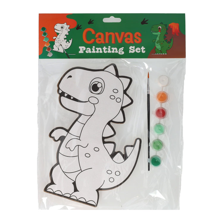 Wins holland canvas schilderen - dino - incl penseel en 6 kleuren verf
