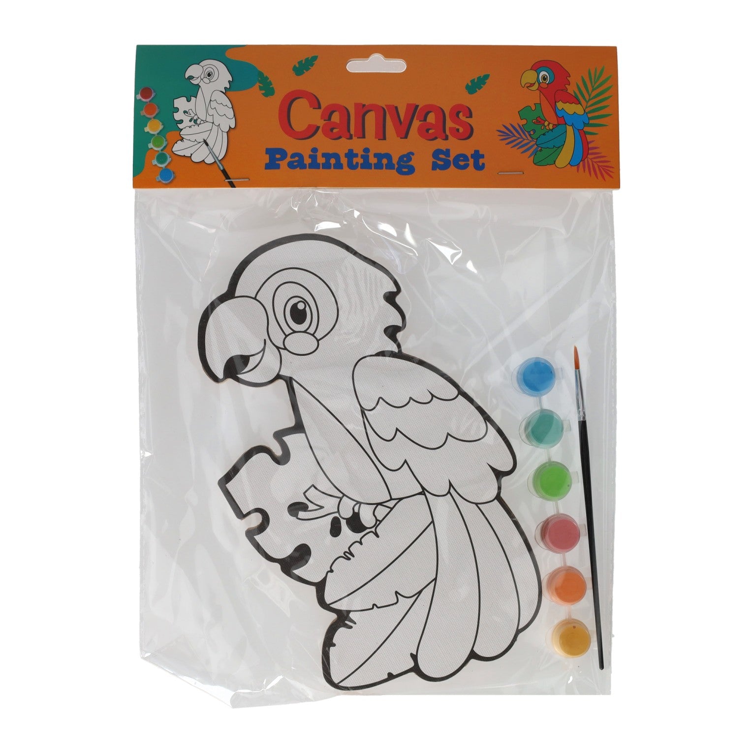 Wins holland canvas schilderen - papegaai - incl penseel en 6 kleuren verf