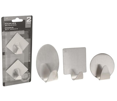 Storage solutions haakjes zelfklevend rvs 2 stuks
