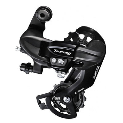 Tourney TY300 achterderailleur 6 7-speed met haak zwart
