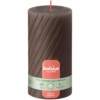 Bolsius rustiek twist stompkaars 130 68 rustic taupe | 4 stuks