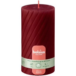 Bolsius rustiek twist stompkaars 130 68 red | 4 stuks