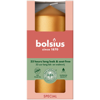 Bolsius stompkaars 120 58 metallic golden orange | 6 stuks