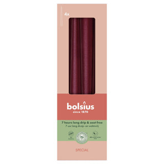 Bolsius gotische kaarsen 245 24 doos 4 metallic red | 2 stuks