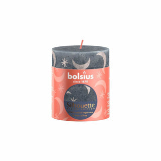 Bolsius rustieke stompkaars silhouette winter edition state blue 80 68mm