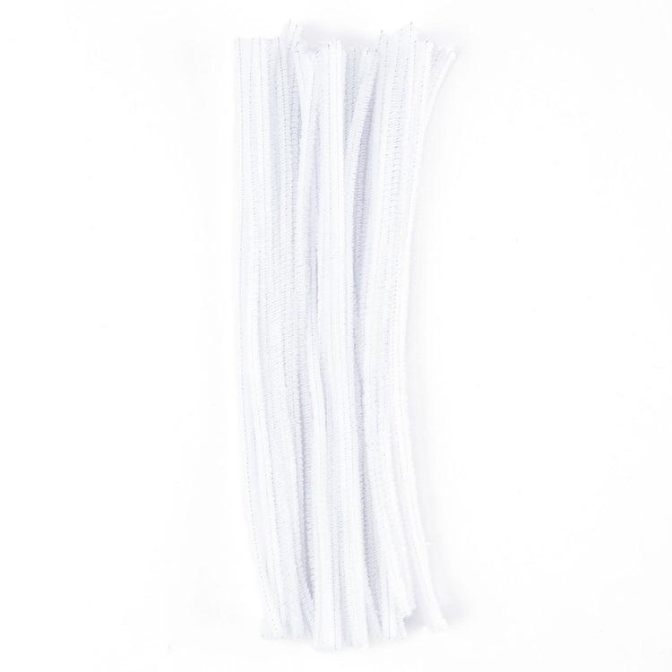 Vaessen creative • chenilledraden 6mm 50st. 30cm wit