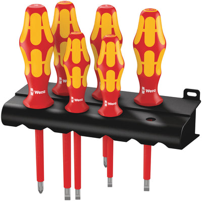 Wera 160 i 6 schroevendraaierset kraftform plus serie 100 + rek (rood geel, 6-delig)