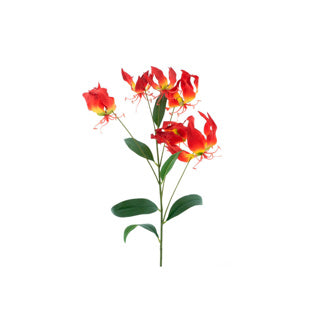Kunst bloem gloriosa lily rood geel zijde 90 cm (13525-3)