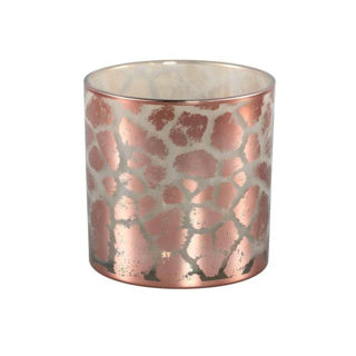 No brand windlicht desiree giraffeprint roze 15 cm | 2 stuks