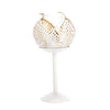 No brand theelichthouder op voet leaf lina crème goud metaal 10x10x21cm | 2 stuks
