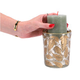 No brand theelichthouder leaf glass clear 10x10x13cm - afbeelding 2
