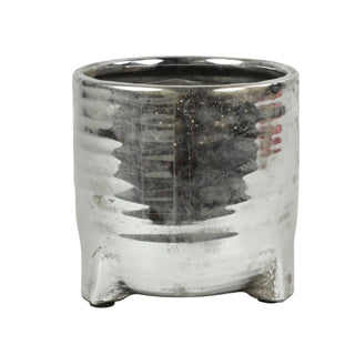 No brand countryfield bloempot amarens m zilverkleur 18 cm | 2 stuks