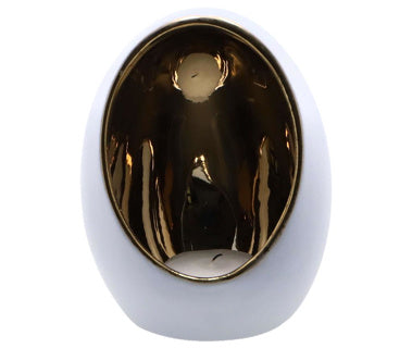 No brand theelichthouder pim s goud wit aardew 9,5x9,5 x12,5cm | 4 stuks