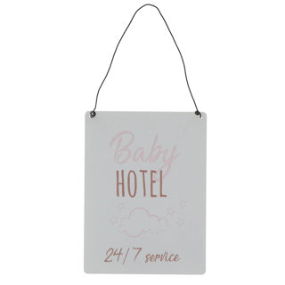 Wandversiering baby hotel metaal 15x20cm