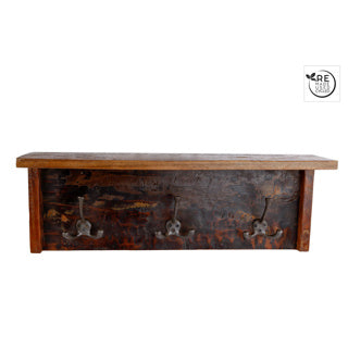 Kapstok 3 haken naturel hout 57x15x20 cm