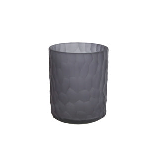 Theelichthouder dex mat zwart glas 9x9x11 cm