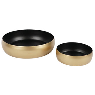 Schaal goud mat zwart 14,5 cm 2 assorti set van 2 | 4 stuks