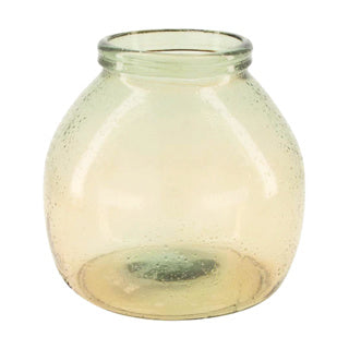 No brand vaas recycled glass ø21x20 cm beige | 2 stuks