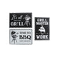 Wandbord bbq grill 3 assorti metaal 20x30x0,02cm | 4 stuks