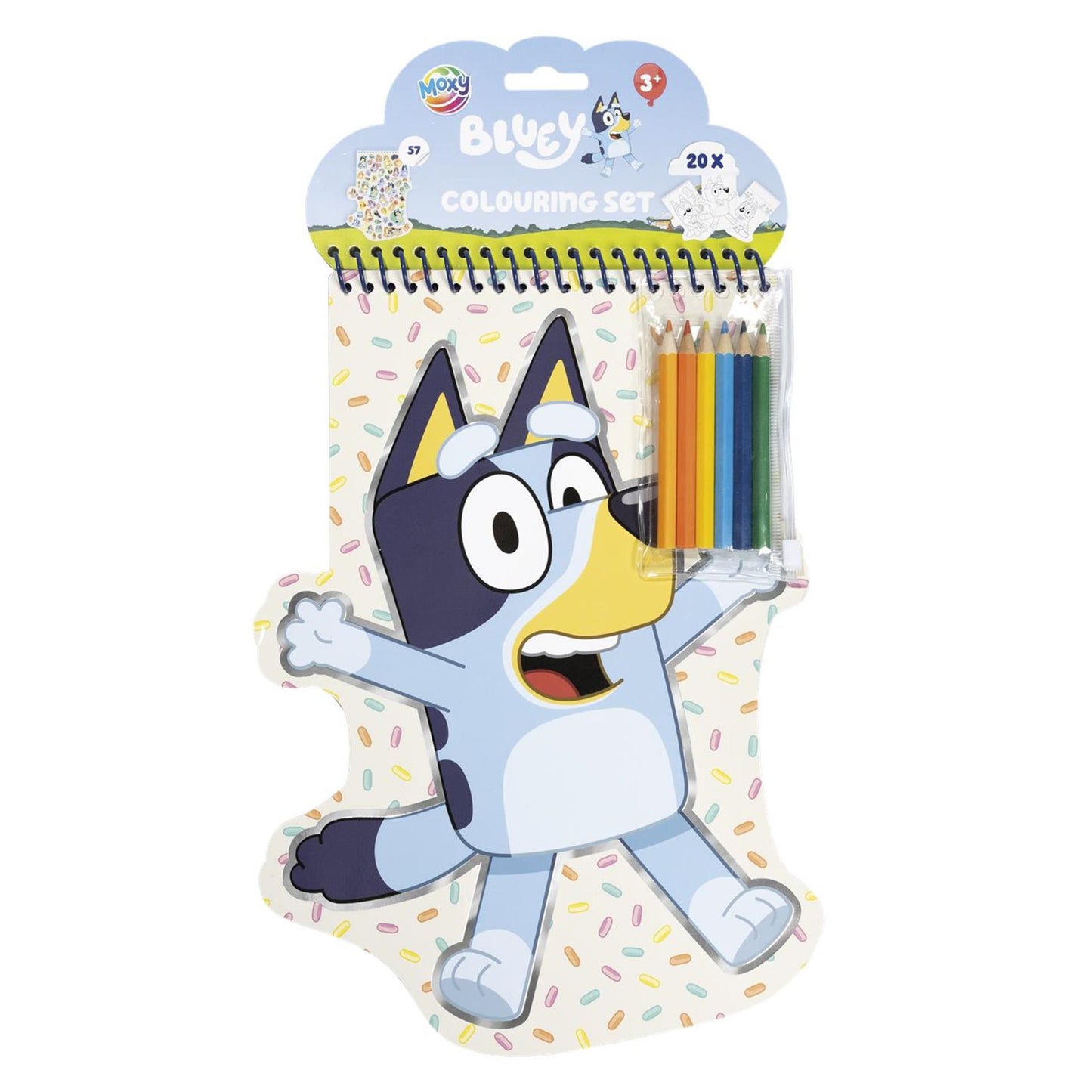 Moxy bluey vormen kleurblok, 20 vellen + 6 pencils