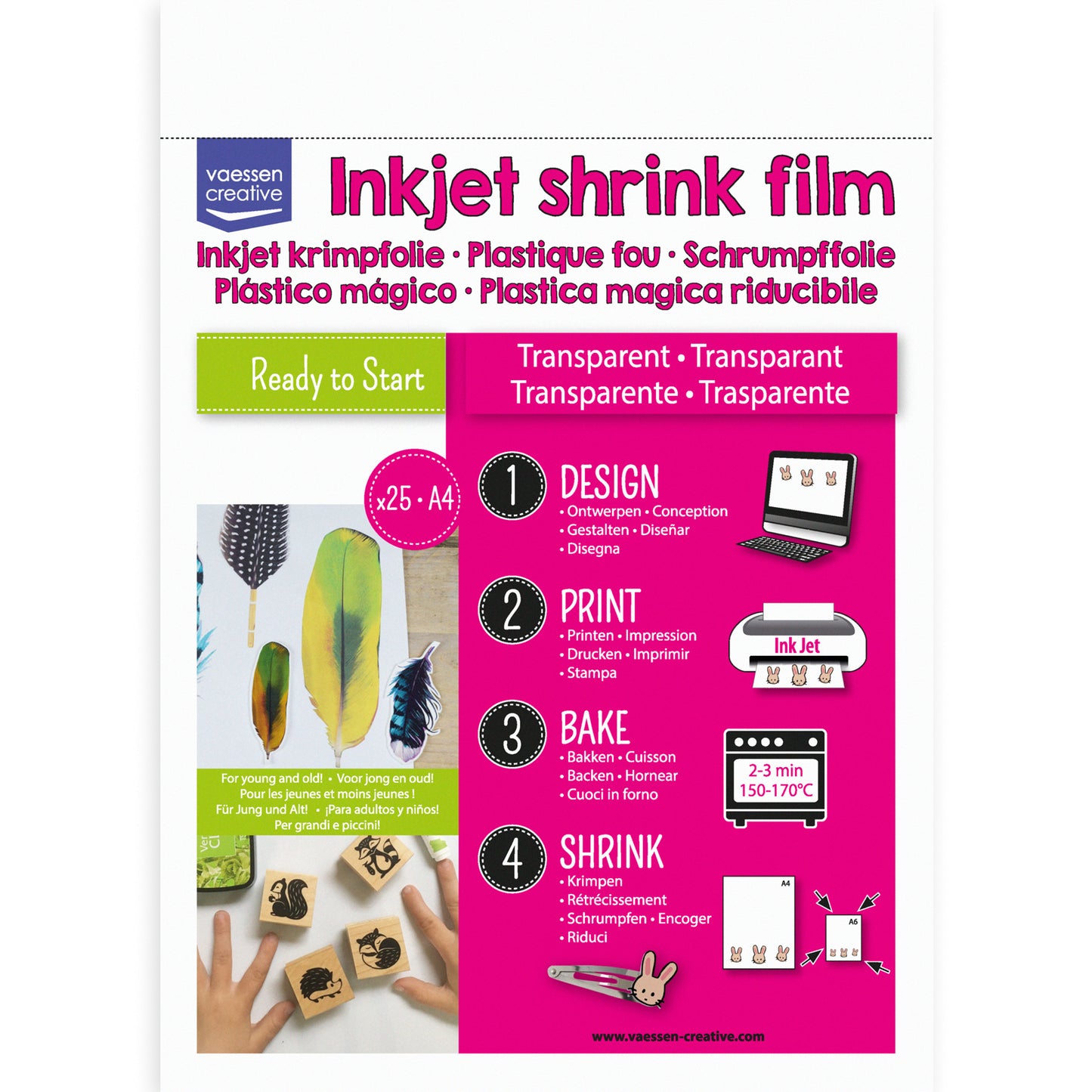Vaessen creative • krimpfolie inkjet a4 transparant 25st