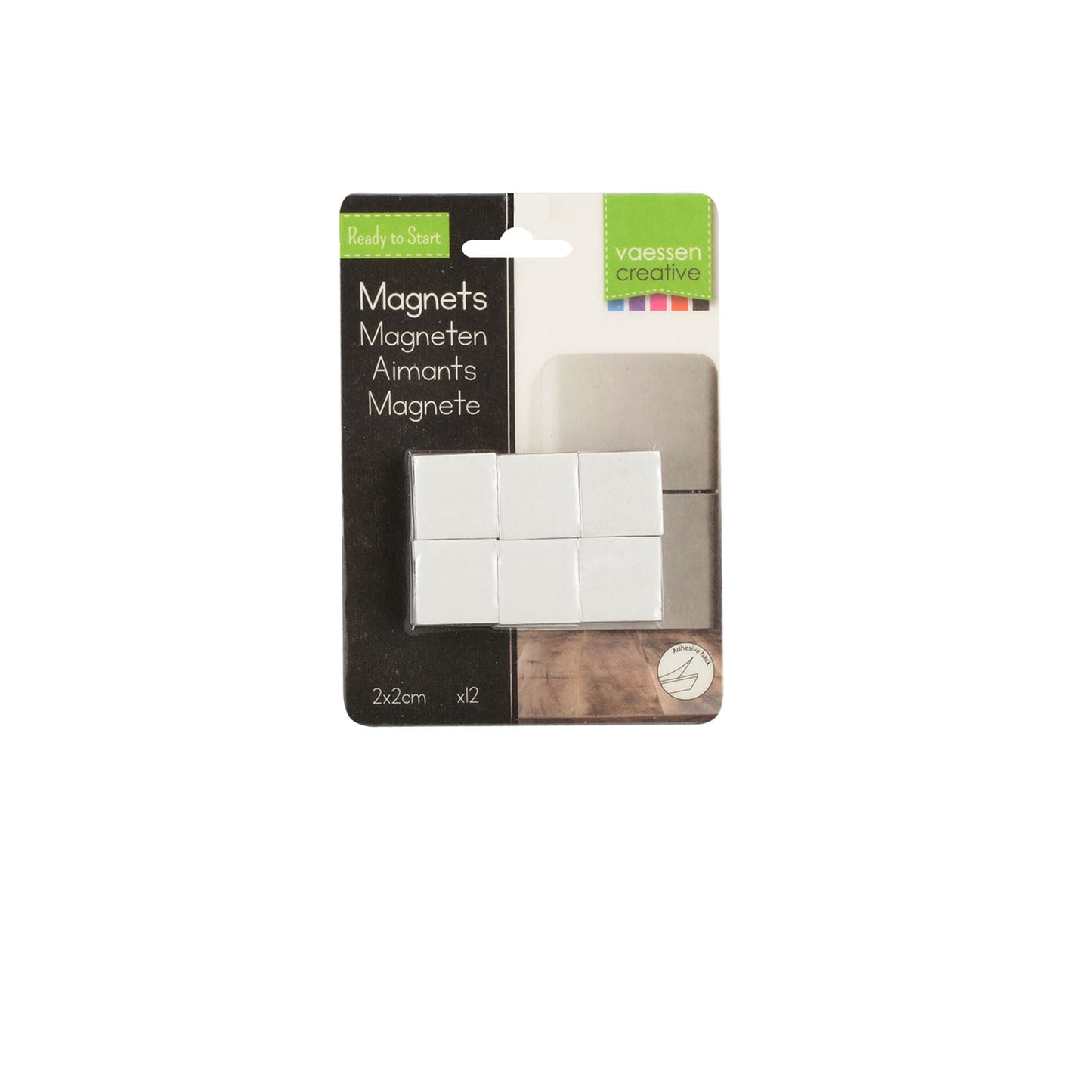 Vaessen creative • zelfklevende magneten vierkant 12stuks