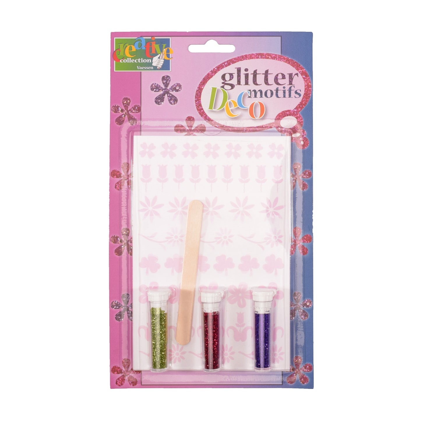 Vaessen creative • transfer + 3x glitter bloemen