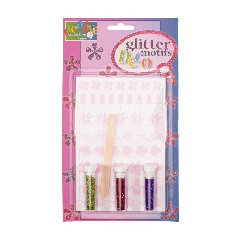 Vaessen creative • transfer + 3x glitter bloemen