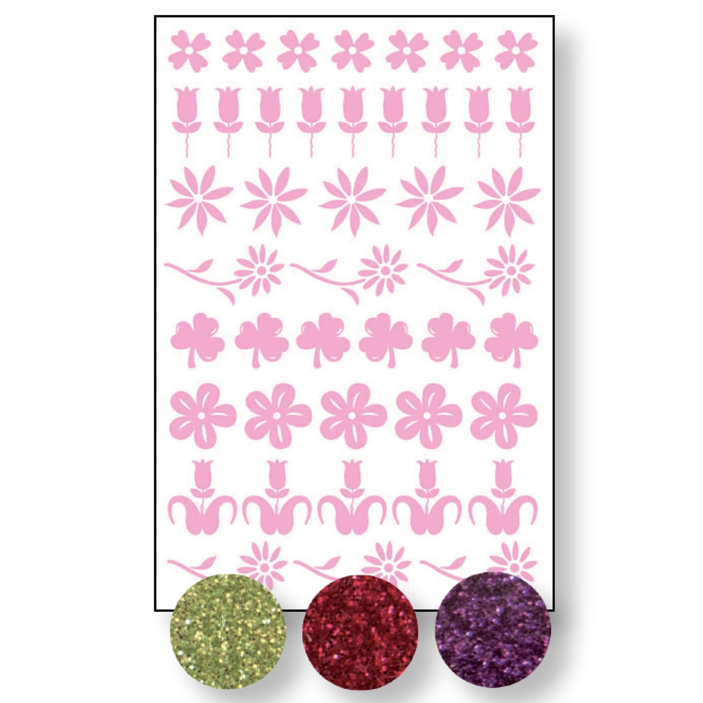 Vaessen creative • transfer + 3x glitter bloemen