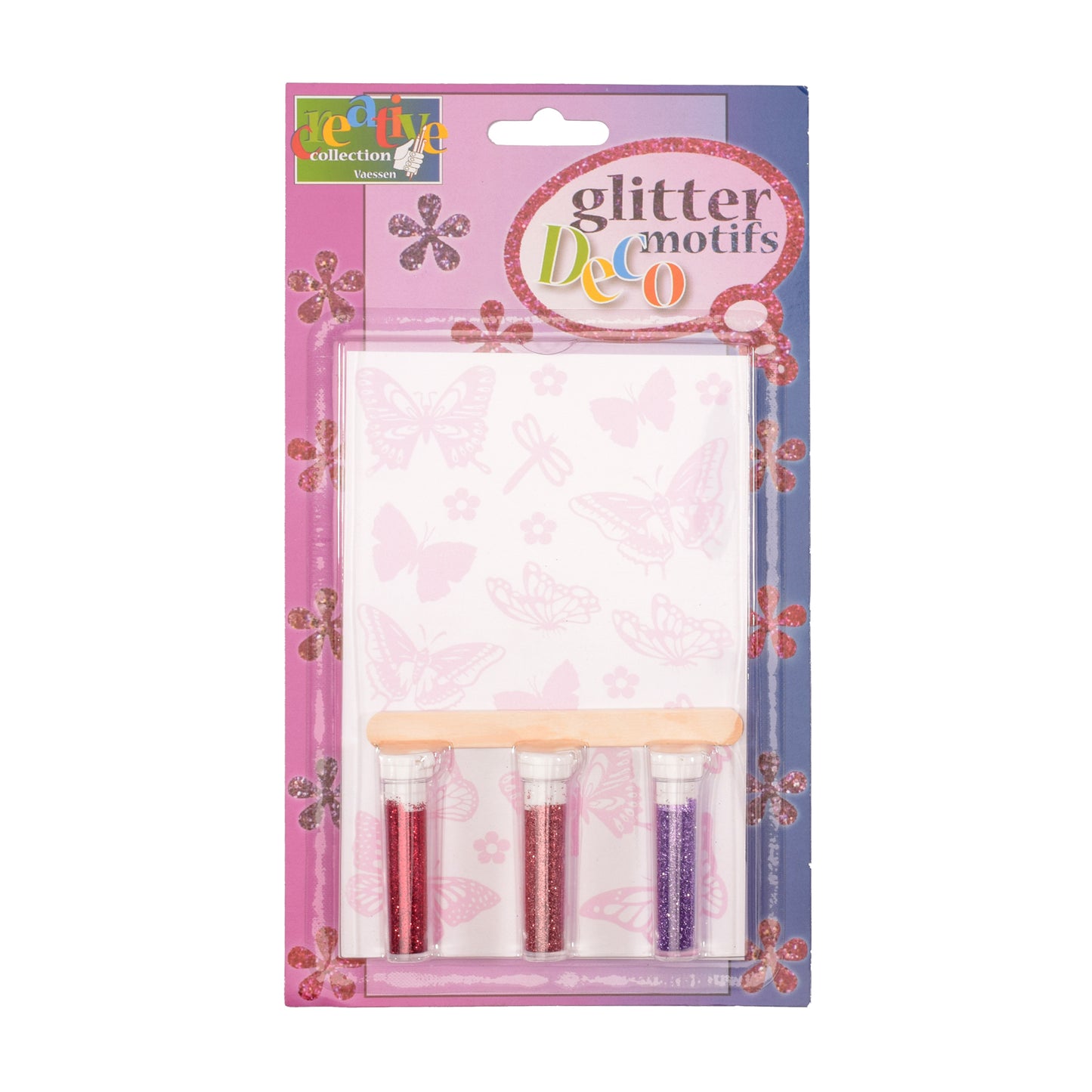 Vaessen creative • transfer + 3x glitter vlinders