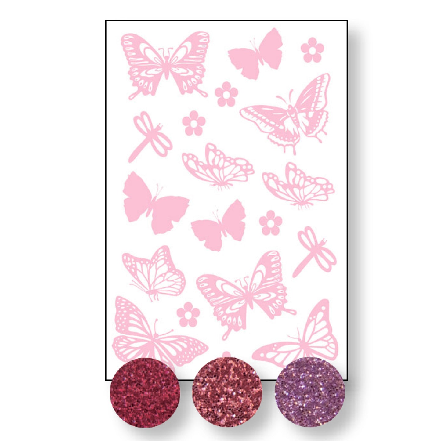 Vaessen creative • transfer + 3x glitter vlinders