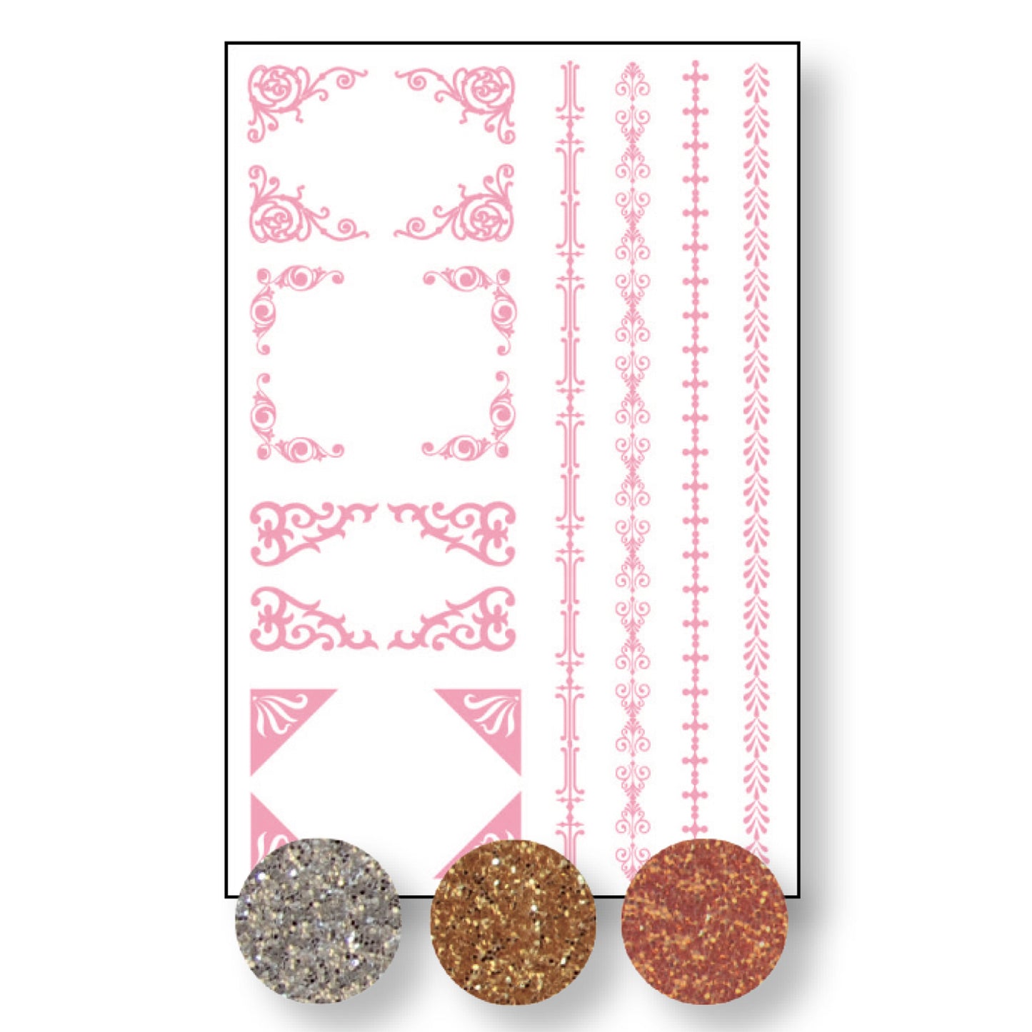 Vaessen creative • transfer + 3x glitter kaders