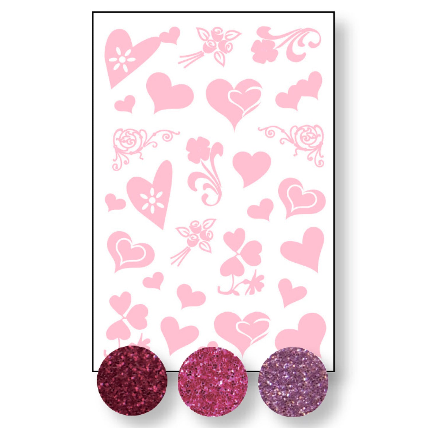 Vaessen creative • transfer + 3x glitter hartjes-bloemen
