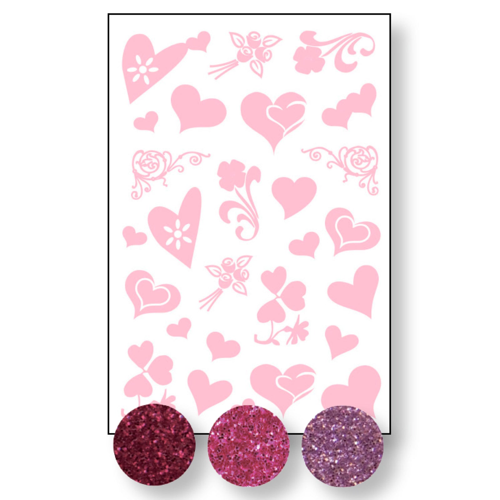 Vaessen creative • transfer + 3x glitter hartjes-bloemen