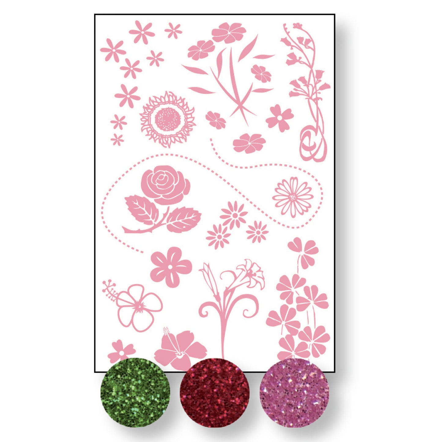 Vaessen creative • transfer + 3x glitter planten-bloemen