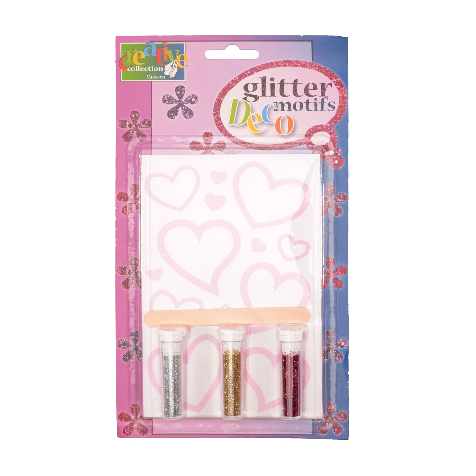 Vaessen creative • transfer + 3x glitter hartjes