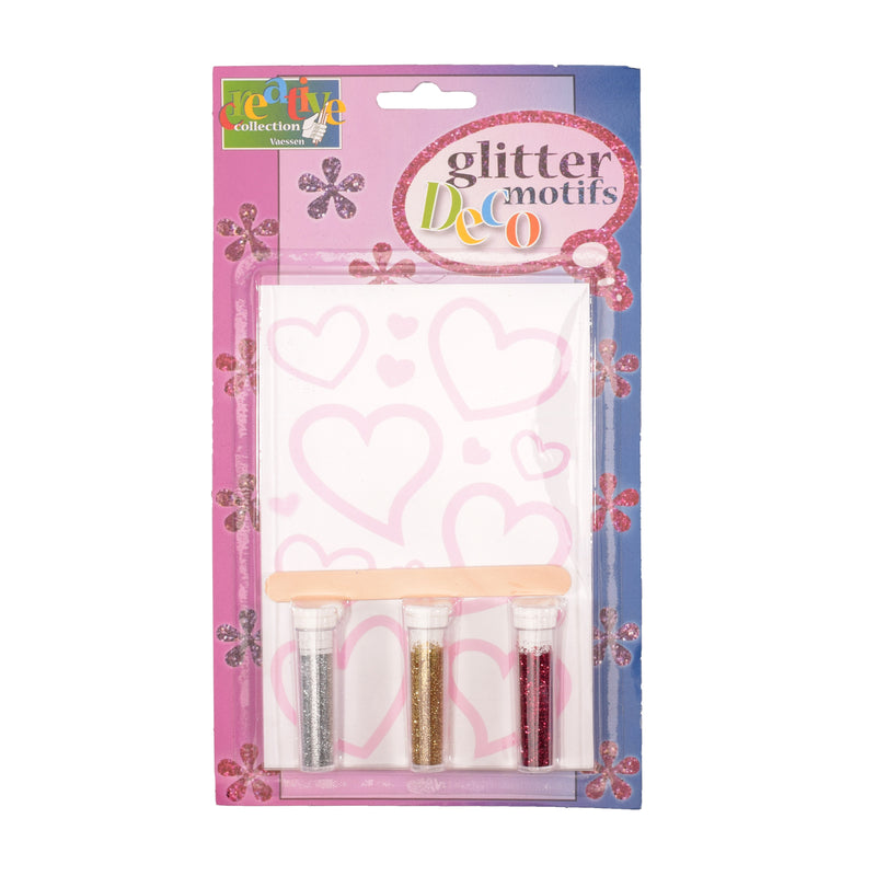 Vaessen creative • transfer + 3x glitter hartjes