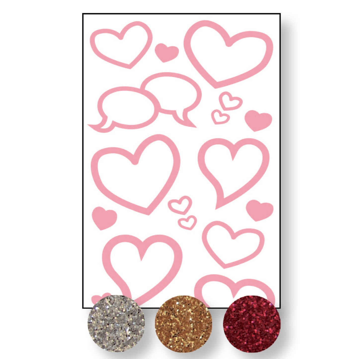Vaessen creative • transfer + 3x glitter hartjes