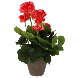 Edelman kunstplant geranium perzik in pot grijs | 2 stuks
