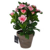 Edelman kunstplant azalea roze in pot | 2 stuks