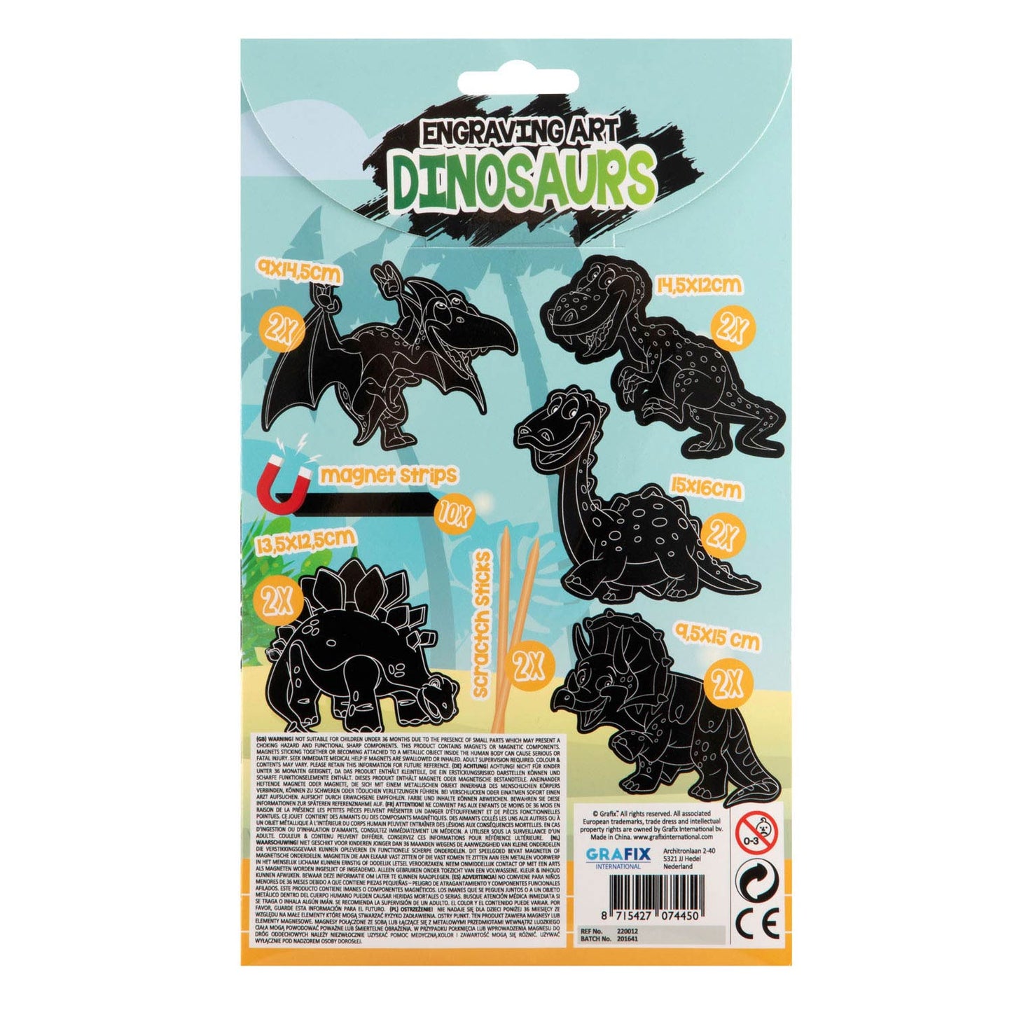 Grafix scratch set magneten dinosaurus, 10st.