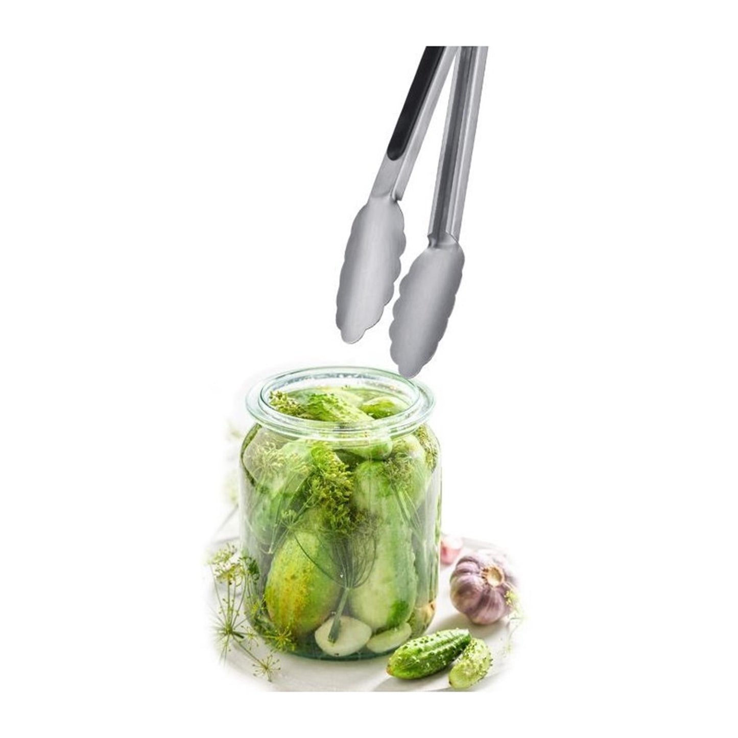 Westmark grilltang + serveertang, met roestvrijstalen uiteindes en rubberen handvatten, lengte: 20 cm, roestvrij staal kunststof, classic spezial mini, zilver zwart, 16232270