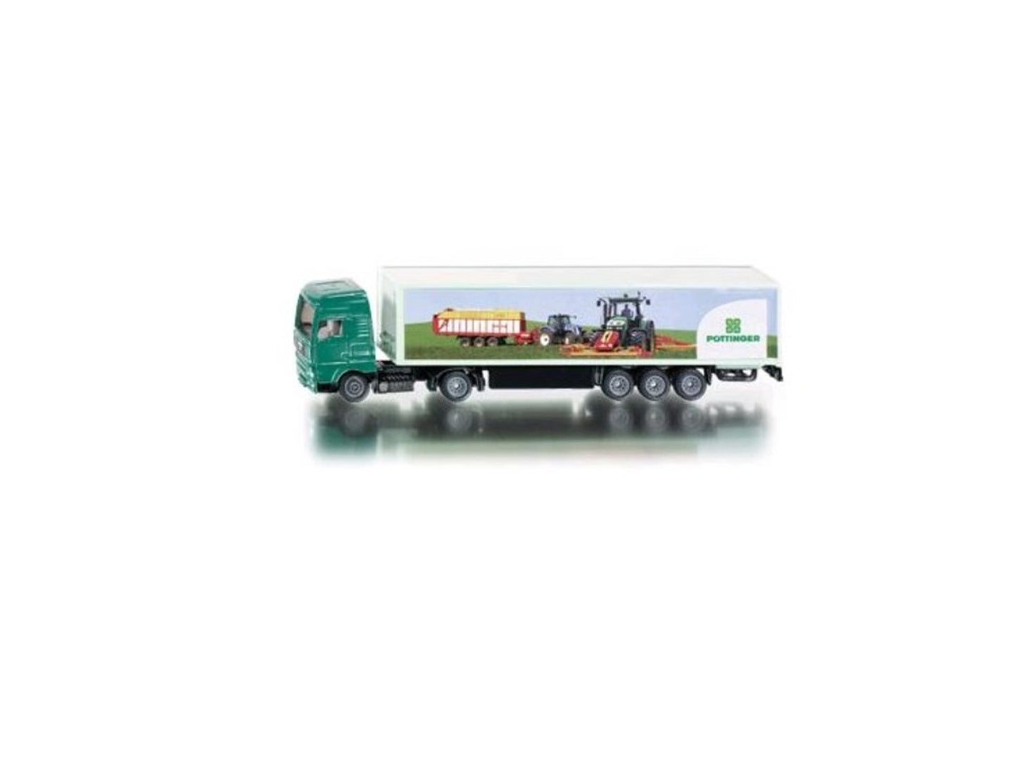Siku 1627, vrachtwagen met trailer, metaal kunststof, 1:87, groen, rubberen banden, achterklep kan open