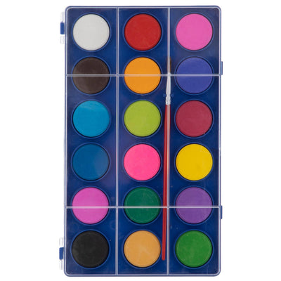 Grafix waterverfpalet met kwast, 18 kleuren.