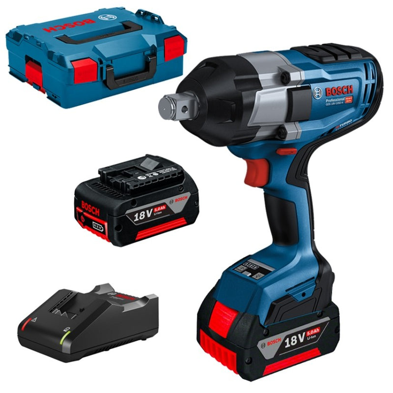 Bosch blauw gds 18v-1050 h | professional slagmoeraanzetter | met 2 x 5.0 ah accu en lader - 06019j8522