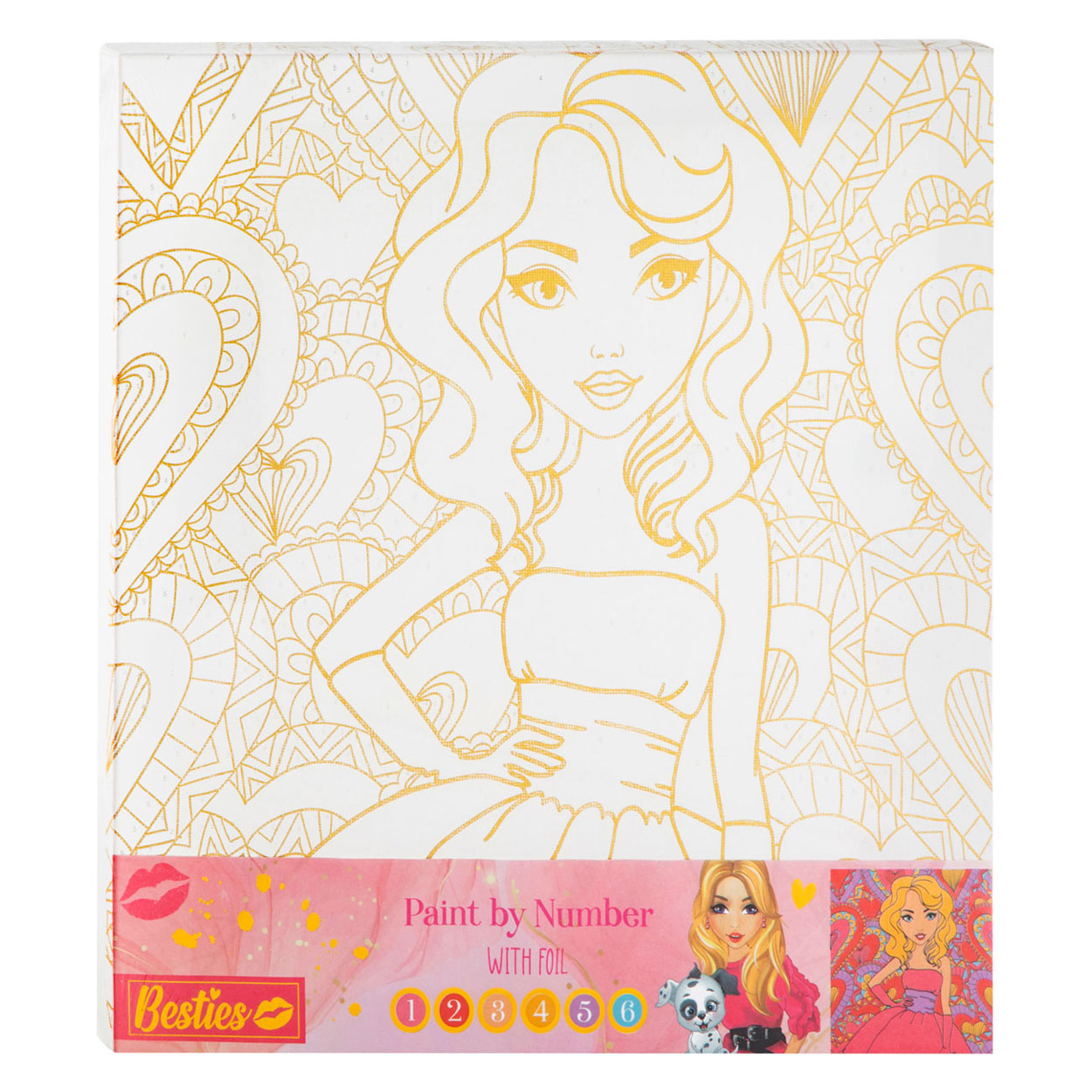 Besties canvas schilderen op nummer, 30x30cm