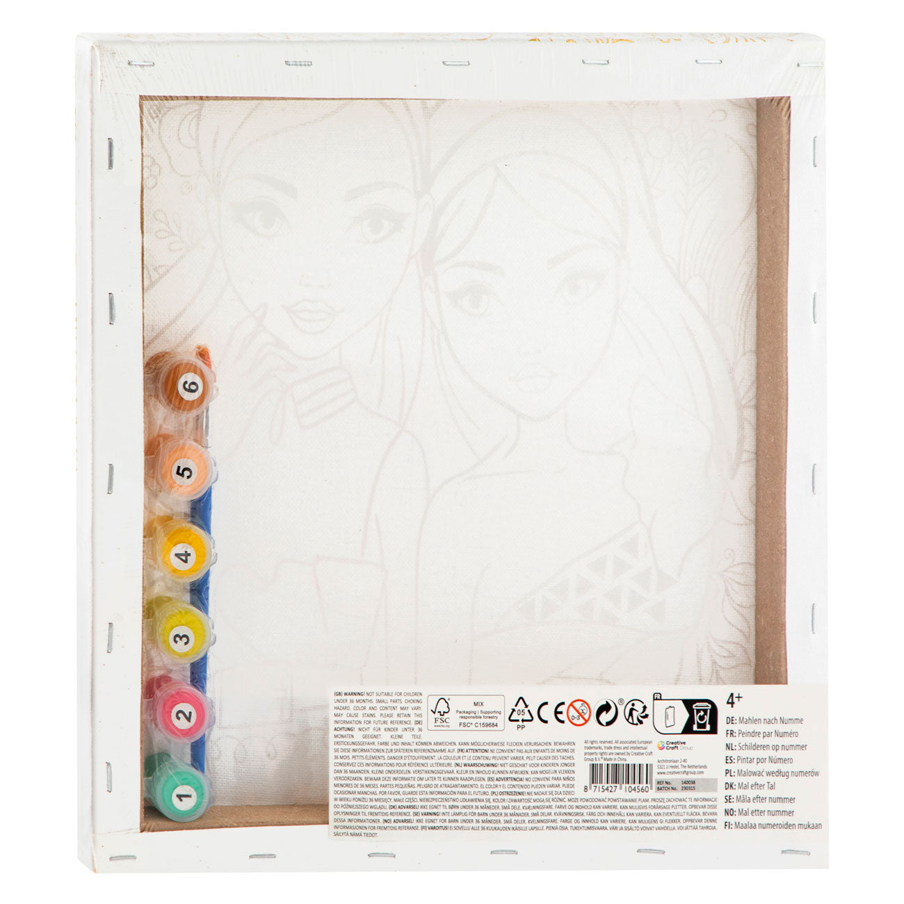 Besties canvas schilderen op nummer, 30x30cm
