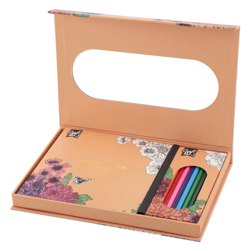 Creative craft group kleurset bloemen met 10 kleurpotloden