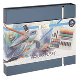 Nassau fine art aquarelverf startersset 34pcs - giftset met aquarelverf napjes, aquarelverf tubes, potloden penselen - hobbyverf voor volwassenen - schilderen voor volwassenen - afbeelding 2