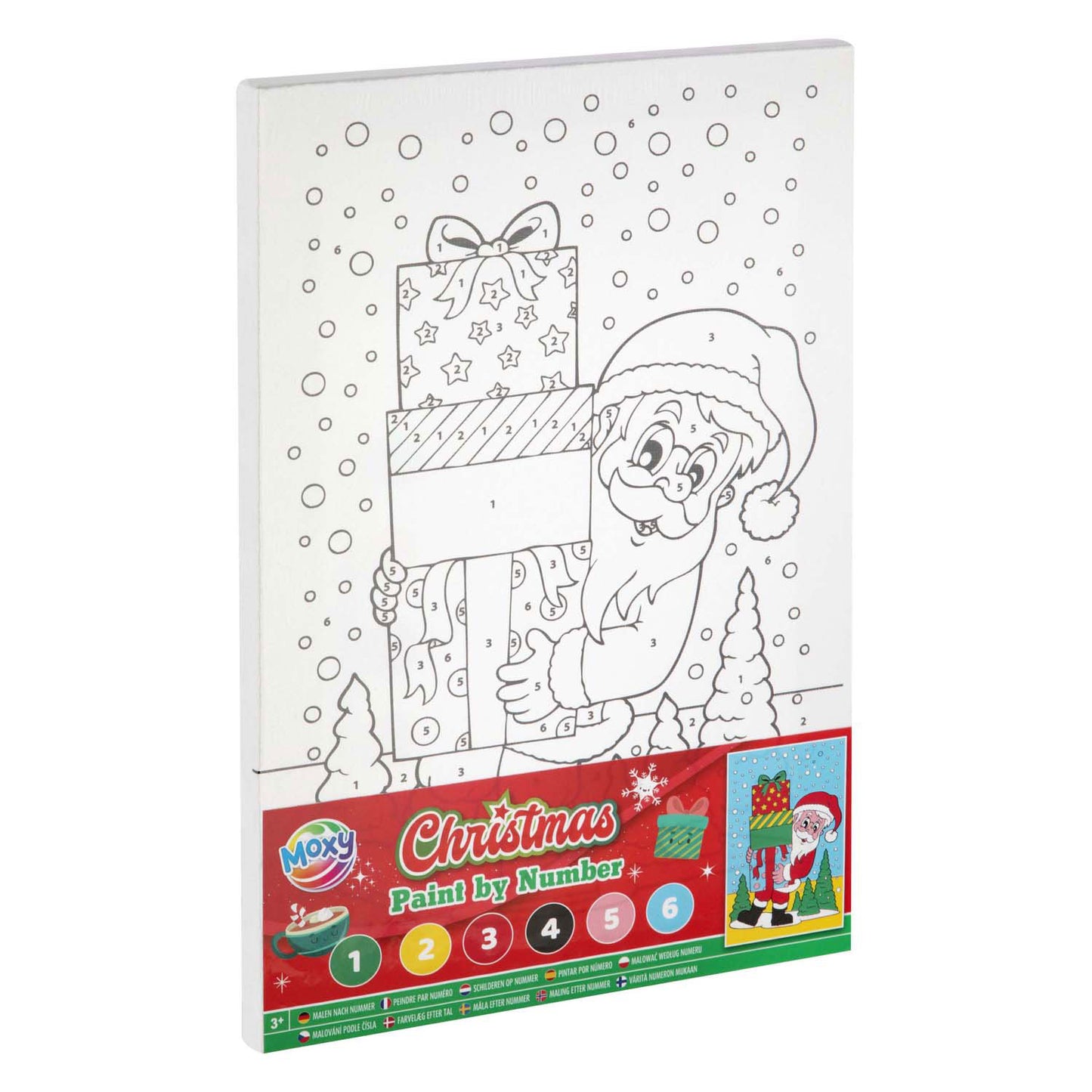 Creative craft group canvas schilderen op nummer kerstmis - incl 6 kleuren verf en penseel